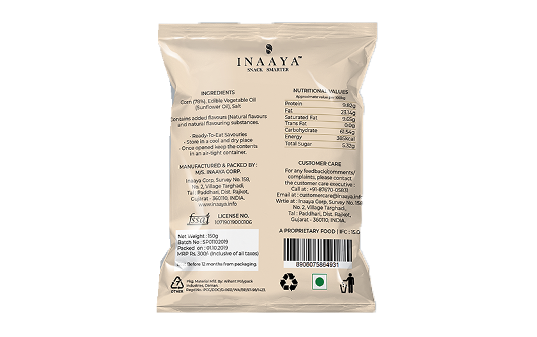 Inaaya Salted Popcorn    Pack  150 grams